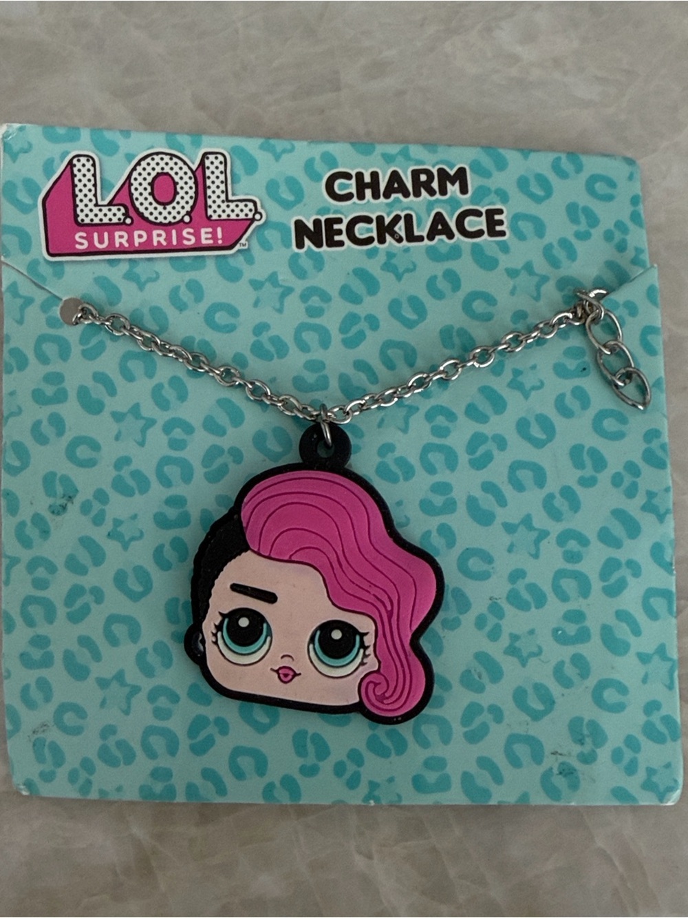 L.O.L. Surprise! Pink and Black Doll Face Charm Necklace
